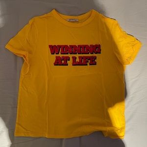 Zara yellow glittery t-shirt